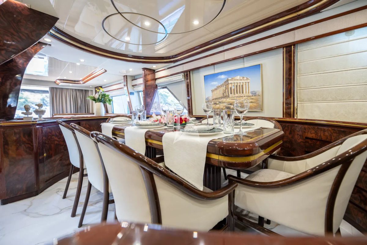 Salon of Wish, a Alfamarine 90 yacht at Athens, Greece