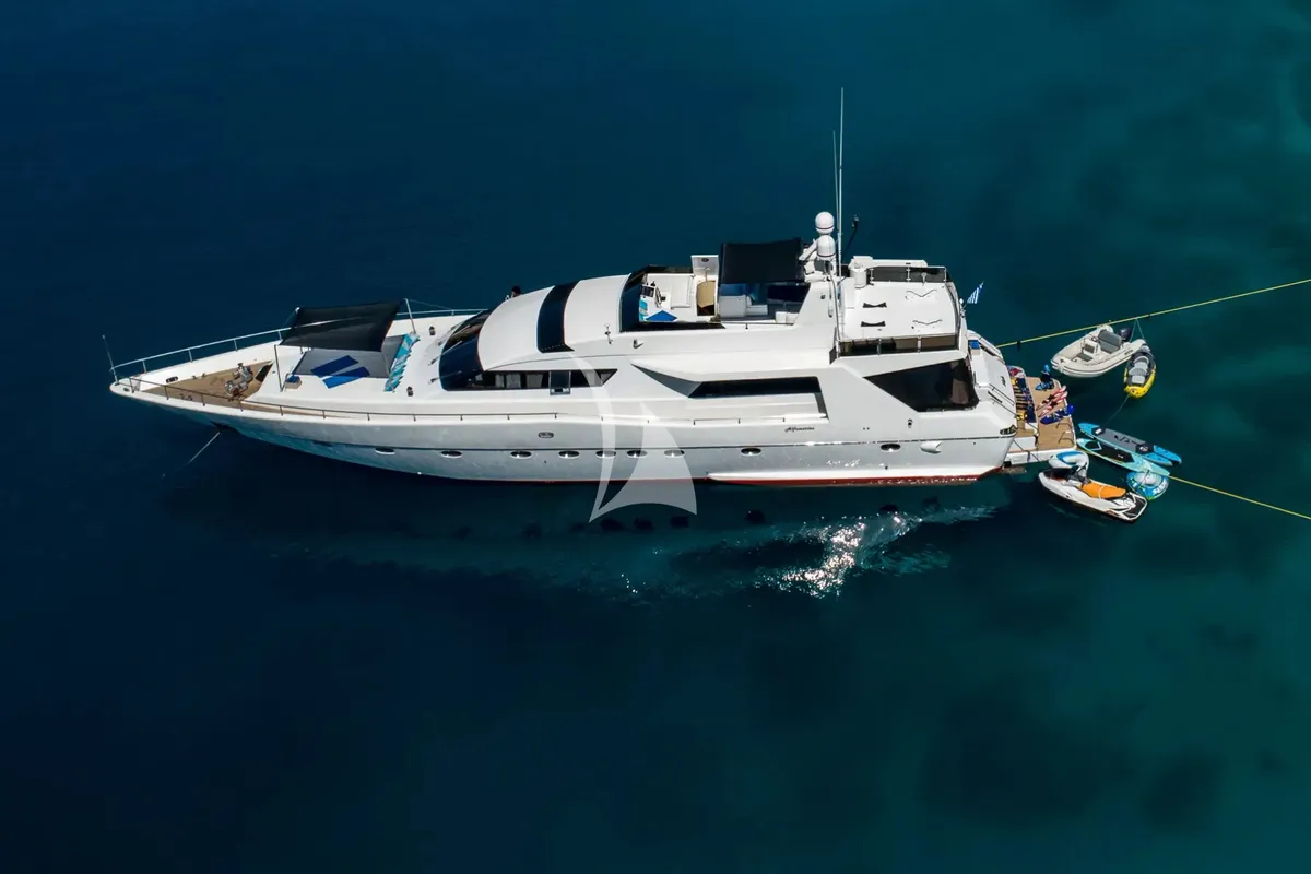 Exterior view of Wish, a Alfamarine 90 yacht at Athens, Greece