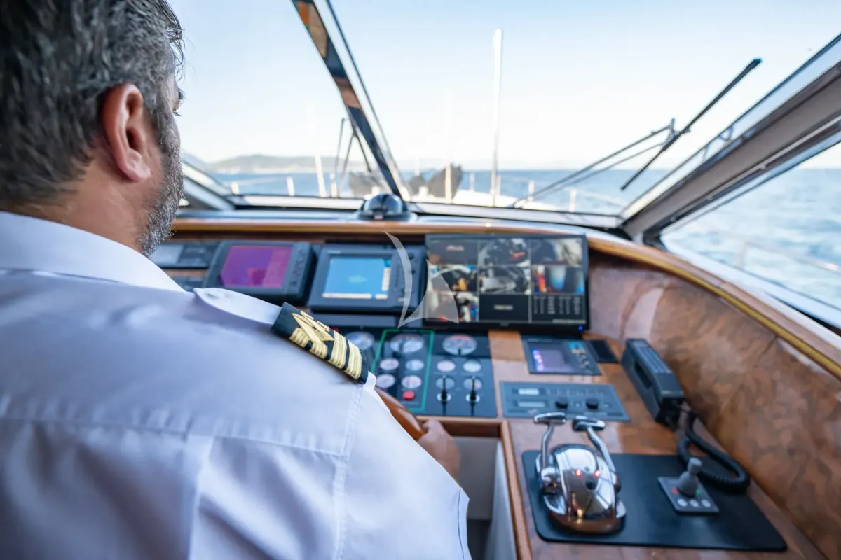 Cockpit of Wish, a Alfamarine 90 yacht at Athens, Greece