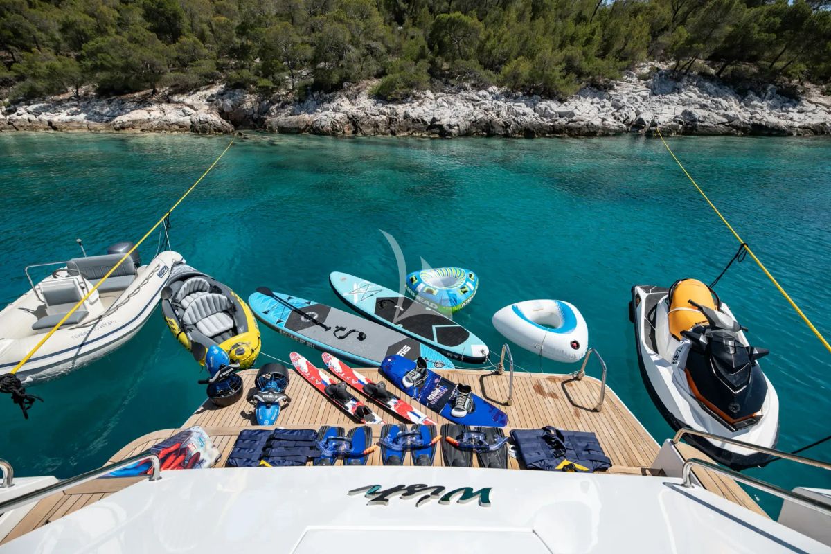 Deck of Wish, a Alfamarine 90 yacht at Athens, Greece