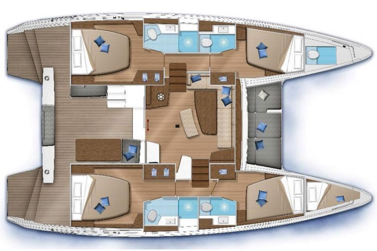 Floor plan of Boomer II, a Lagoon 42 catamaran at Seychelles, Eden Island Marina, Seychelles