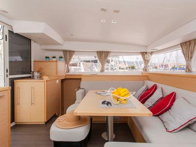 Salon of Tangerine Dream, a Lagoon 400 S2 catamaran at Municipal Unit of Lefkada, Greece