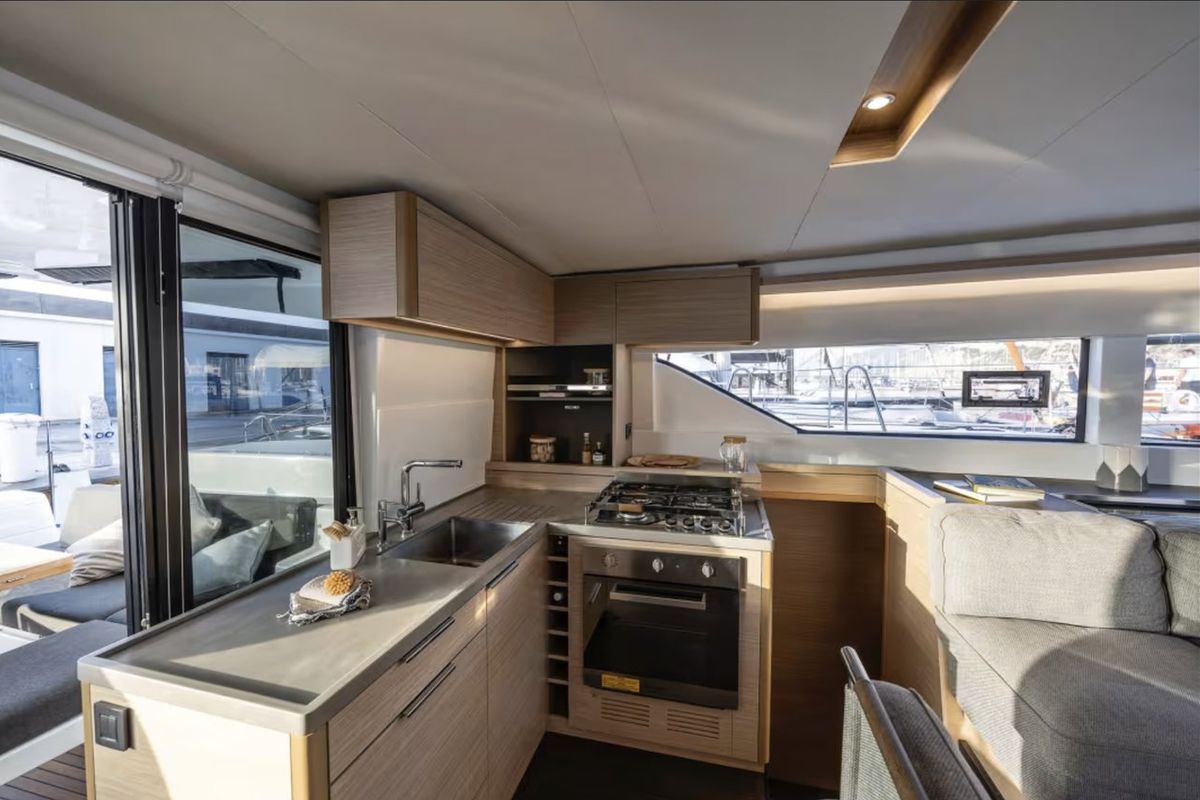 Galley of Arctic Dream, a Lagoon 51 catamaran at Tromsø, Norway