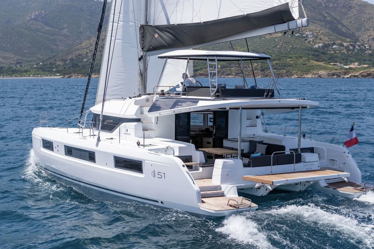 Exterior view of Arctic Dream, a Lagoon 51 catamaran at Tromsø, Norway
