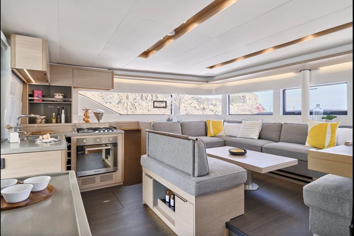 Salon of Arctic Dream, a Lagoon 51 catamaran at Tromsø, Norway