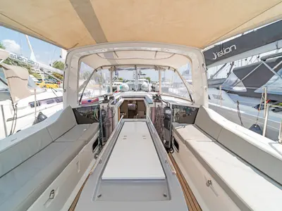 Deck of Silver Eintzel, a Beneteau Oceanis 41.1 sailboat at Athens, Greece