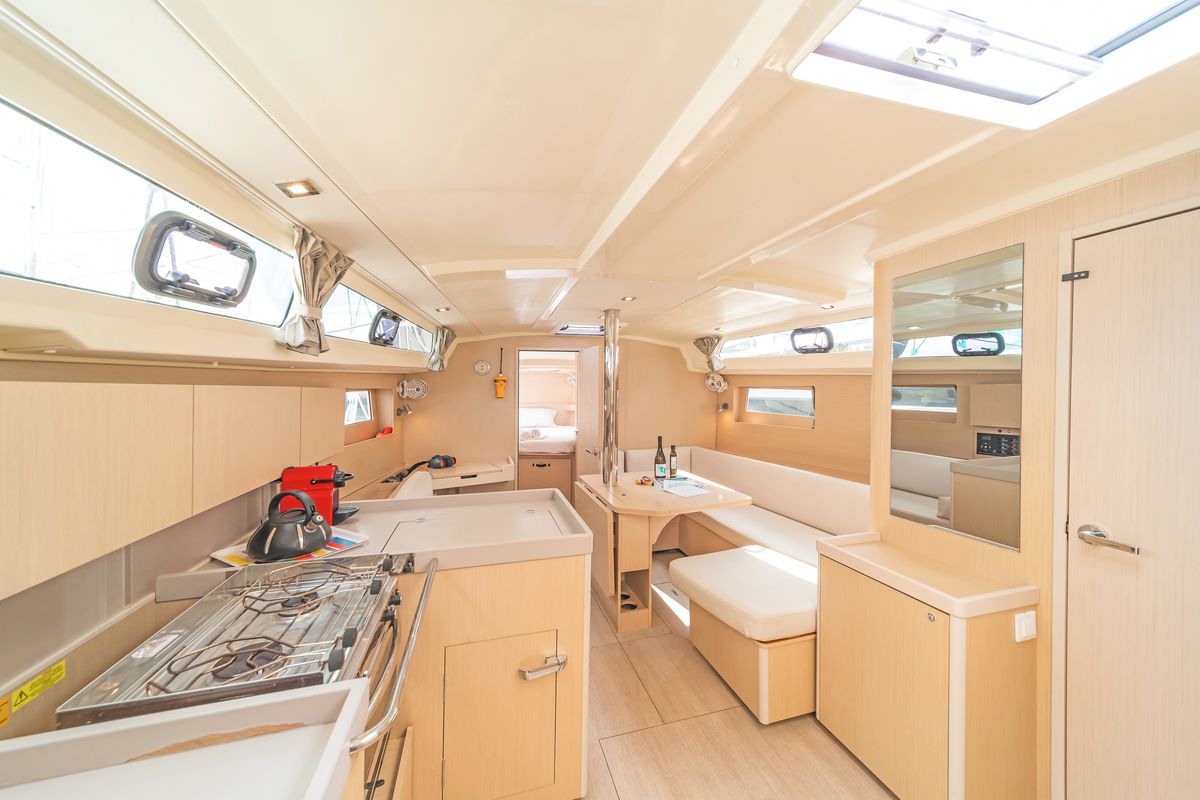 Salon of Silver Eintzel, a Beneteau Oceanis 41.1 sailboat at Athens, Greece