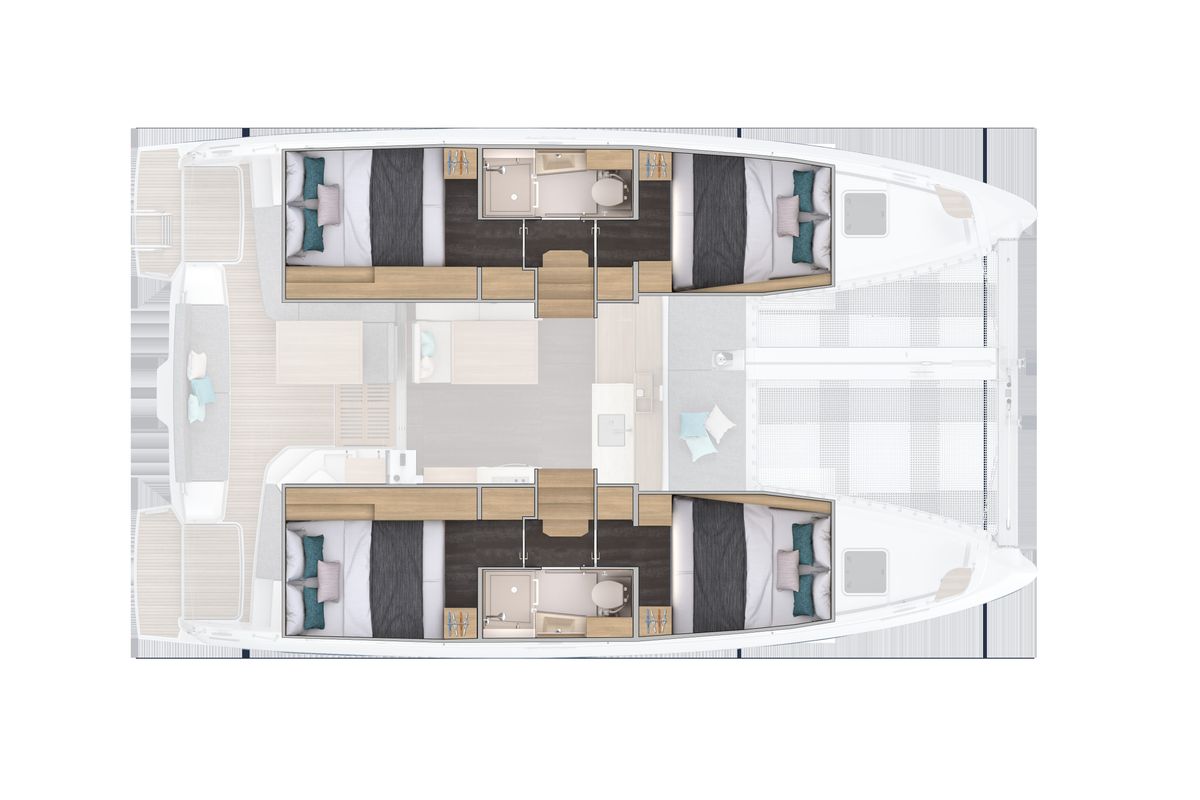 Floor plan of Stella, a Lagoon 38 catamaran at Općina Rogoznica, Croatia