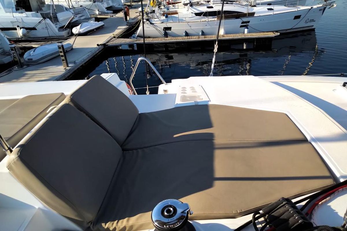Deck of Testa, a Bali 4.1 catamaran at Grad Pula, Croatia