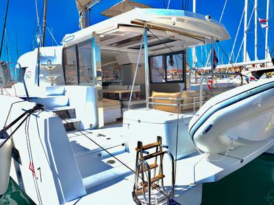 Deck of Testa, a Bali 4.1 catamaran at Grad Pula, Croatia
