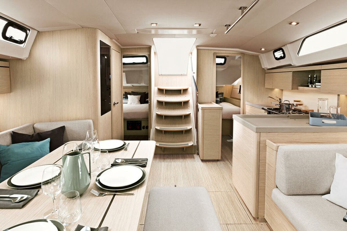 Salon of Naima, a Beneteau Oceanis 46.1 First Line sailboat at Athens, Greece