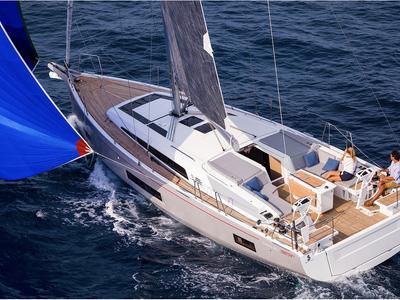 Exterior view of Naima, a Beneteau Oceanis 46.1 First Line sailboat at Athens, Greece