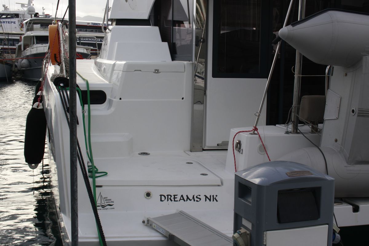 Exterior view of Dreams NK, a Bali Catspace catamaran at Marmaris, Turkey
