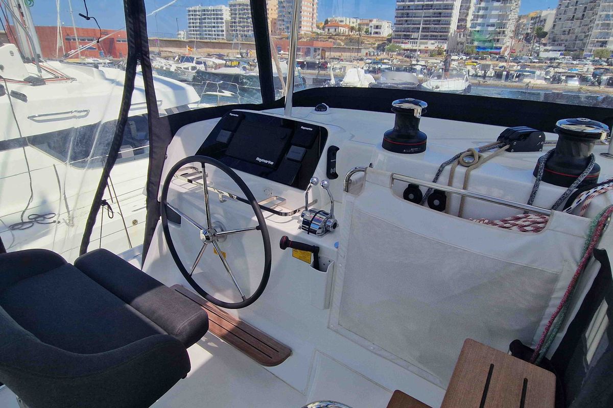 Cockpit of Hanselli, a Lagoon 42 catamaran at Alameda, United States