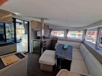 Salon of Hanselli, a Lagoon 42 catamaran at Alameda, United States
