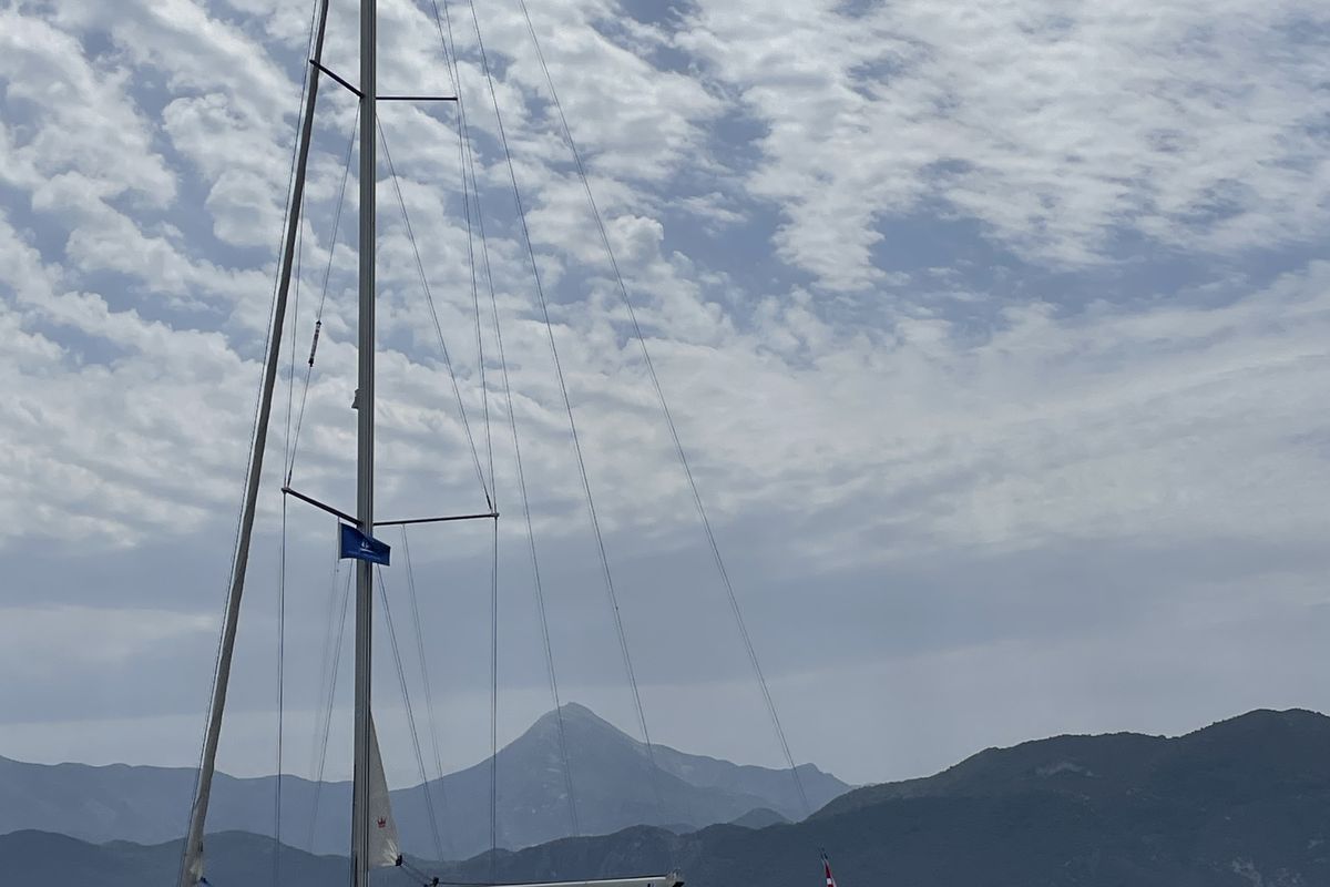 Exterior view of Pangea, a Jeanneau Sun Odyssey 409 sailboat at Fethiye, Turkey