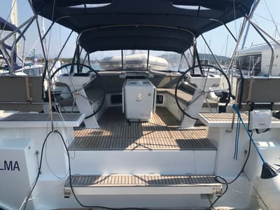 Cockpit of Salma, a Beneteau Oceanis 51.1 sailboat at Seget Donji, Croatia