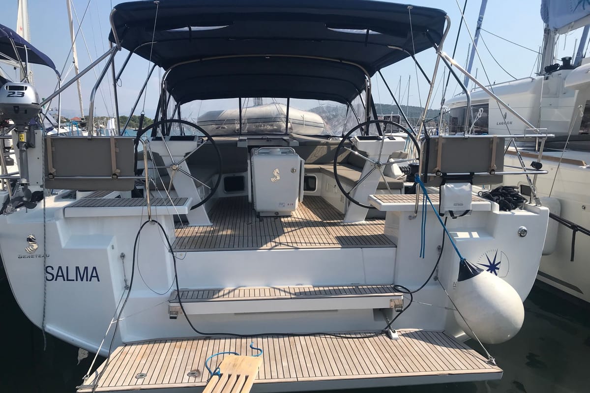 Cockpit of Salma, a Beneteau Oceanis 51.1 sailboat at Seget Donji, Croatia