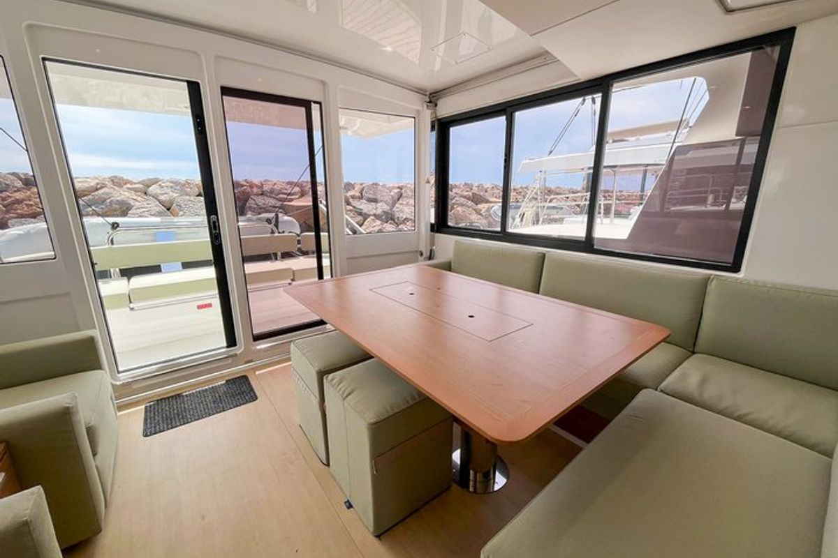 Salon of Obiwan, a Bali 4.4 catamaran at Hyères, France