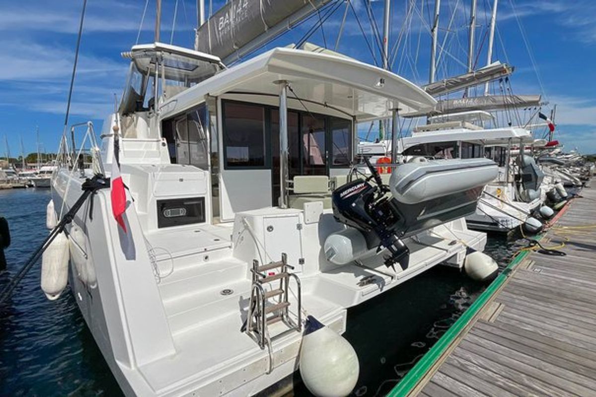 Exterior view of Obiwan, a Bali 4.4 catamaran at Hyères, France