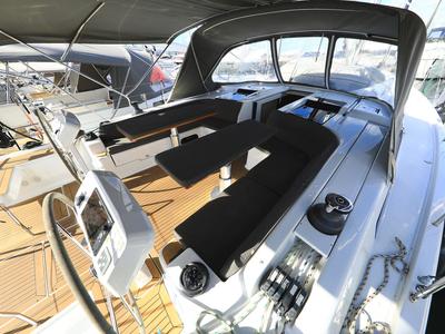 Deck of Poseidon, a Hanse Yachts Hanse 508 sailboat at Grad Biograd na Moru, Croatia