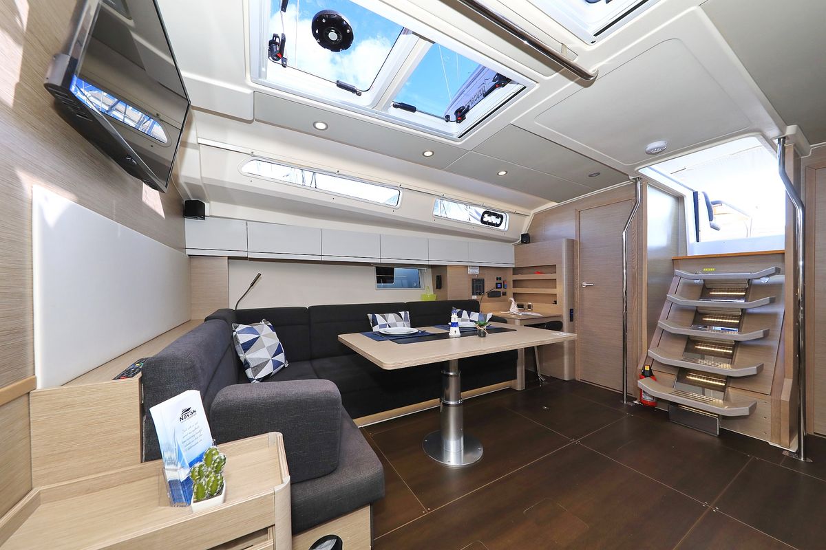 Salon of Poseidon, a Hanse Yachts Hanse 508 sailboat at Grad Biograd na Moru, Croatia