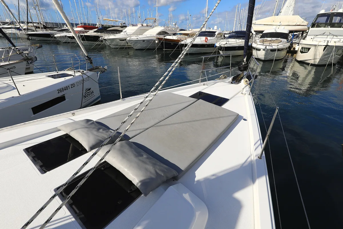 Deck of Poseidon, a Hanse Yachts Hanse 508 sailboat at Grad Biograd na Moru, Croatia