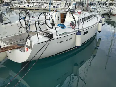 Exterior view of Rum, a AD Boats Salona 38 sailboat at Izola / Isola, Slovenia