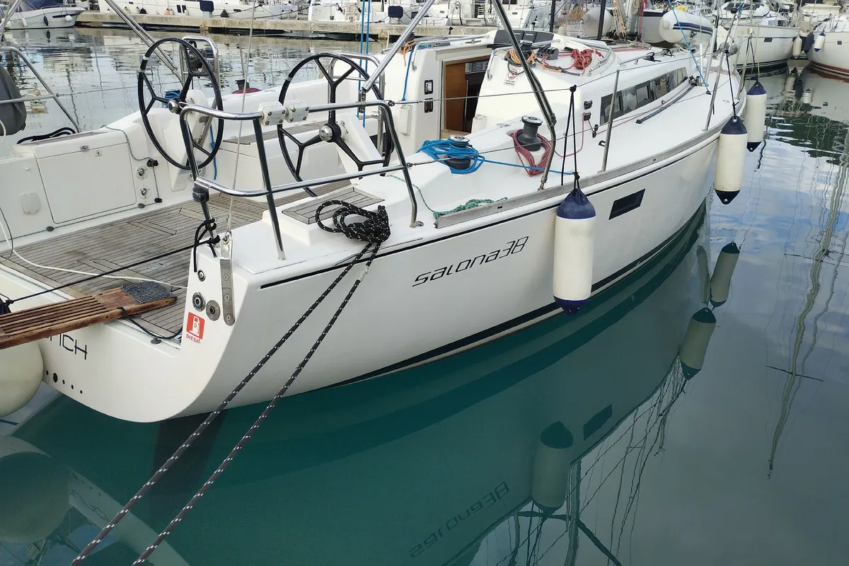 Exterior view of Rum, a AD Boats Salona 38 sailboat at Izola / Isola, Slovenia