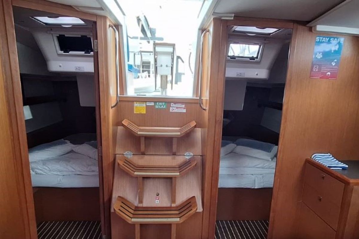 Cabin on Bluna, a Bavaria C45 sailboat at Grad Šibenik, Croatia