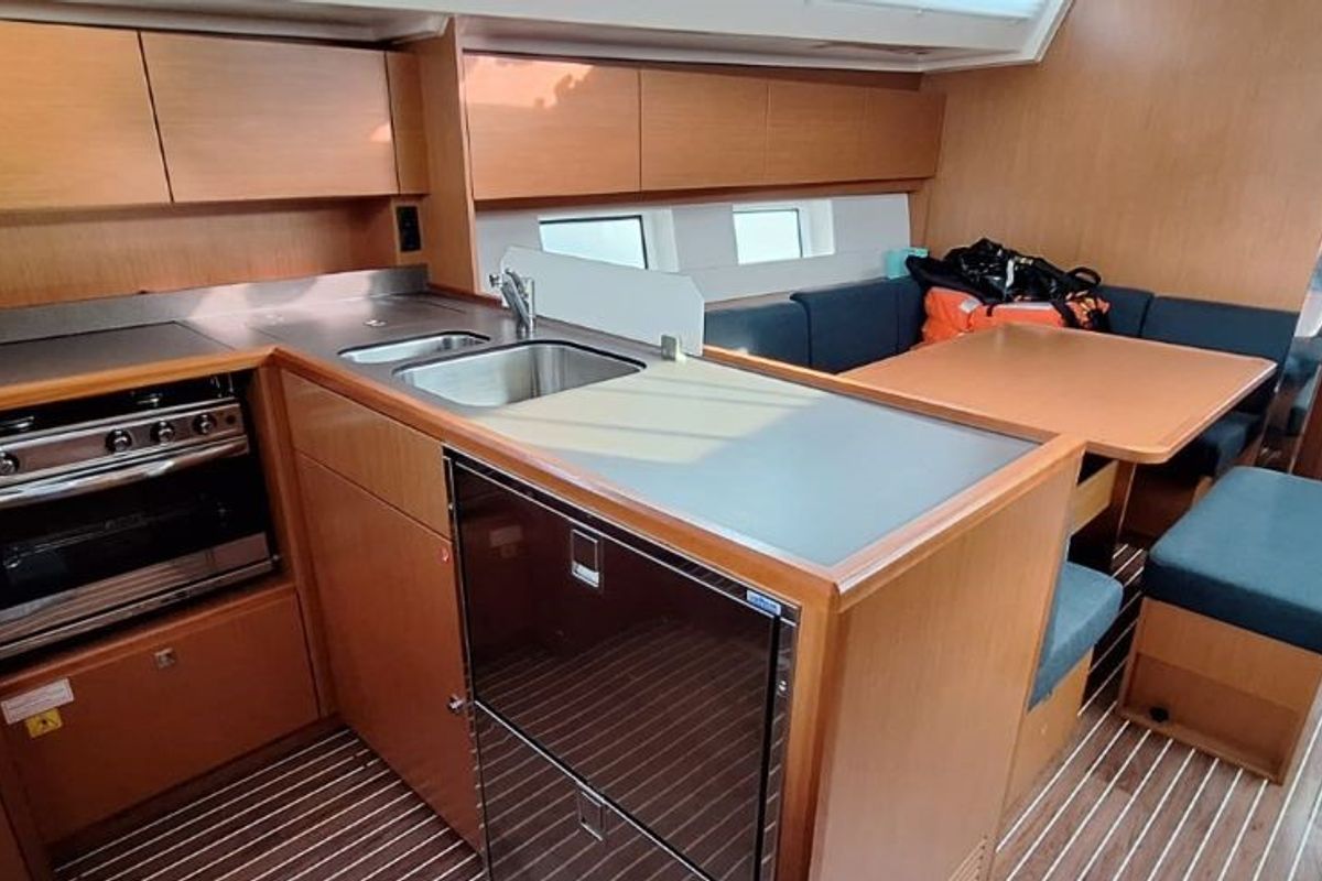 Galley of Bluna, a Bavaria C45 sailboat at Grad Šibenik, Croatia