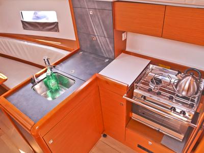 Galley of Dynamene, a Jeanneau Sun Odyssey 349 sailboat at Volos Municipality, Greece