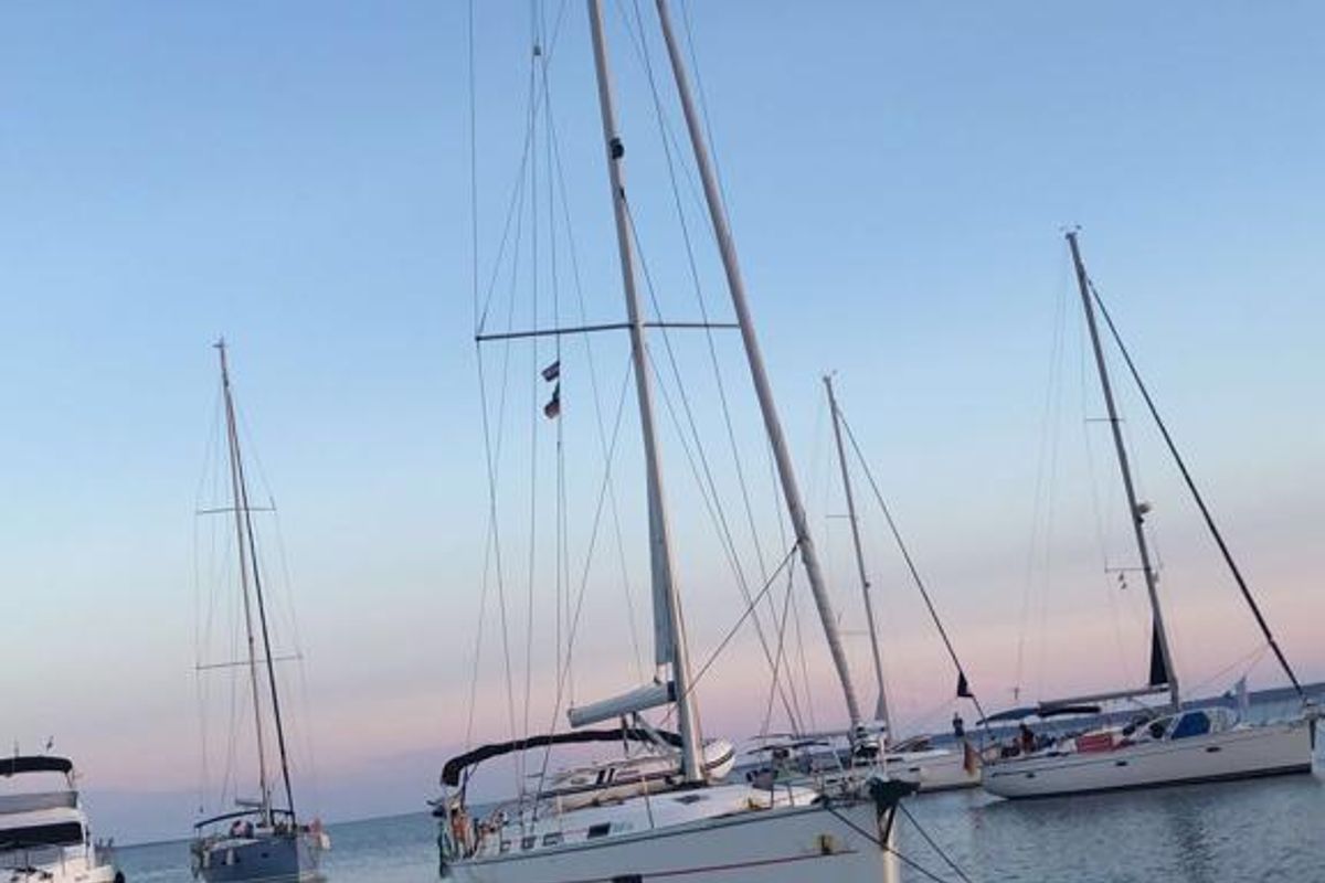 Exterior view of Lady Liberty, a Bavaria 49 sailboat at Grad Pula, Croatia
