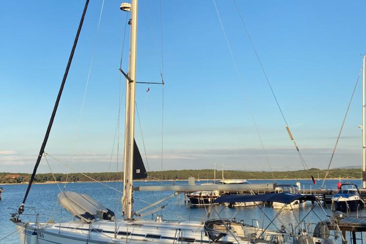 Exterior view of Lady Liberty, a Bavaria 49 sailboat at Grad Pula, Croatia