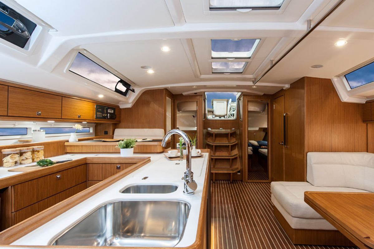 Galley of AF-B56, a Bavaria Cruiser 56 sailboat at Athens, Greece