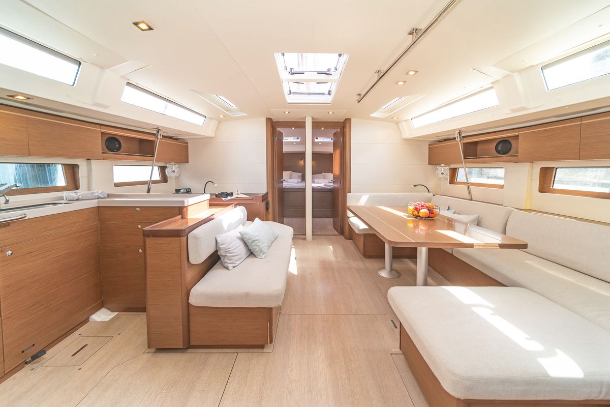 Salon of First Friendship, a Beneteau Oceanis 51.1 sailboat at Skradin, Croatia