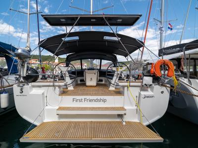 Cockpit of First Friendship, a Beneteau Oceanis 51.1 sailboat at Skradin, Croatia
