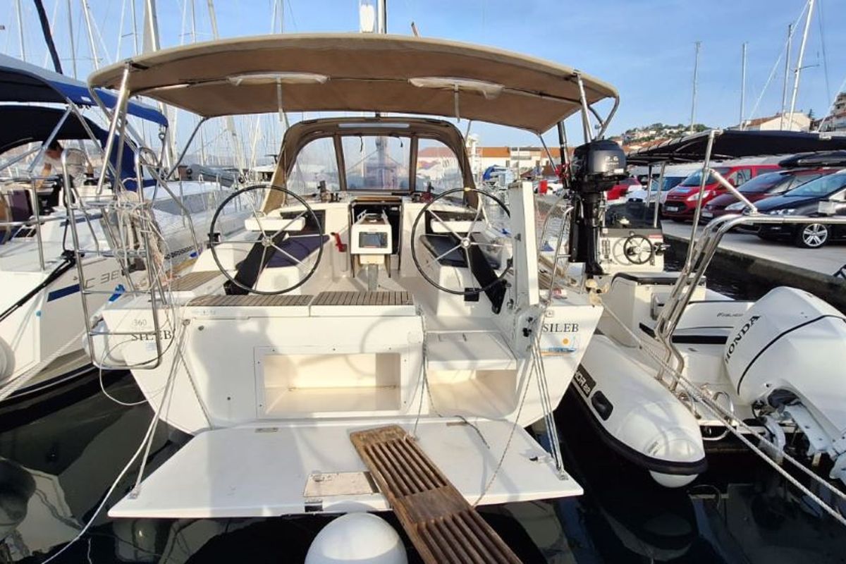 Cockpit of Sileb, a Dufour 360 GL sailboat at Grad Šibenik, Croatia