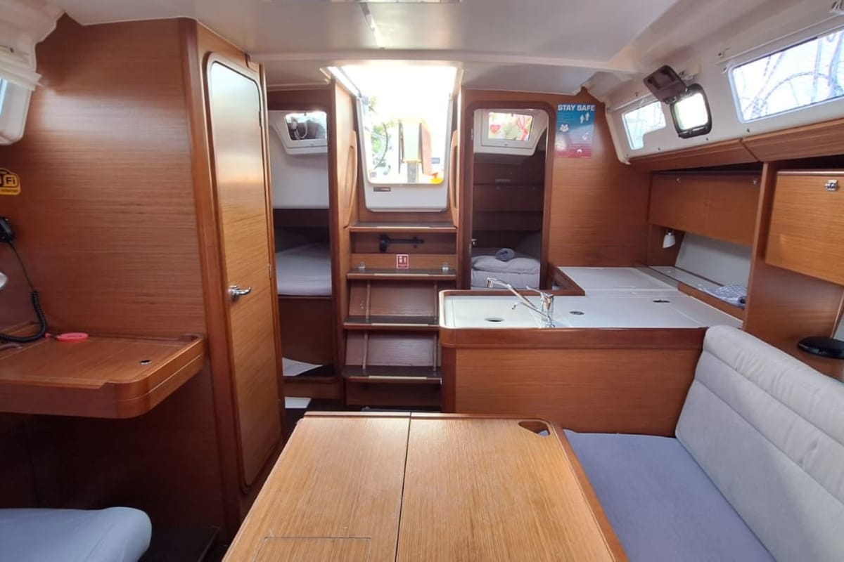 Salon of Sileb, a Dufour 360 GL sailboat at Grad Šibenik, Croatia