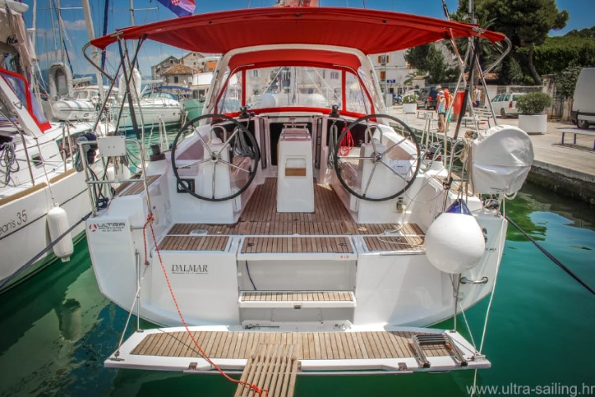 Cockpit of Dalmar, a Beneteau Oceanis 35 sailboat at Općina Medulin, Croatia