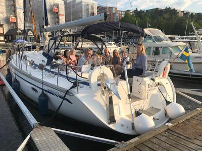 Deck of Evita, a Bavaria 46 Cruiser sailboat at Bullandö, Sweden