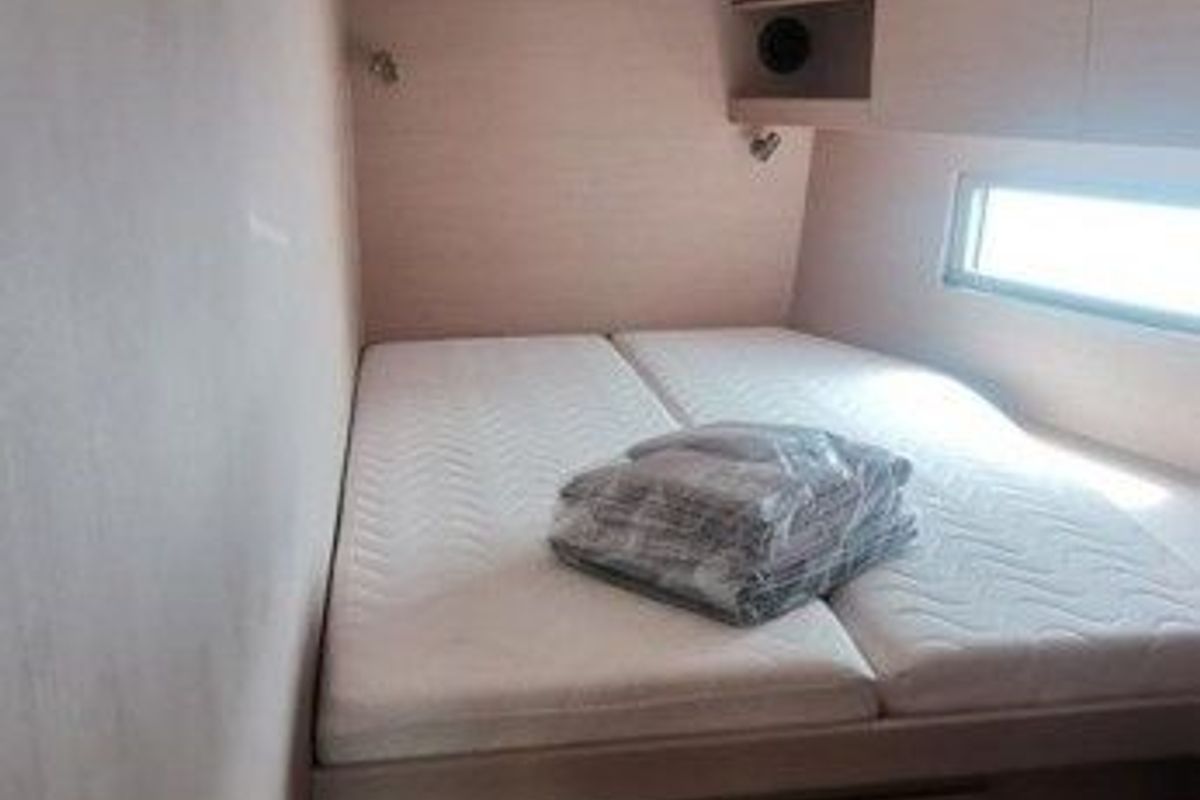 Cabin on Living In Sea, a Beneteau Oceanis 51.1 sailboat at Gouvia, Greece