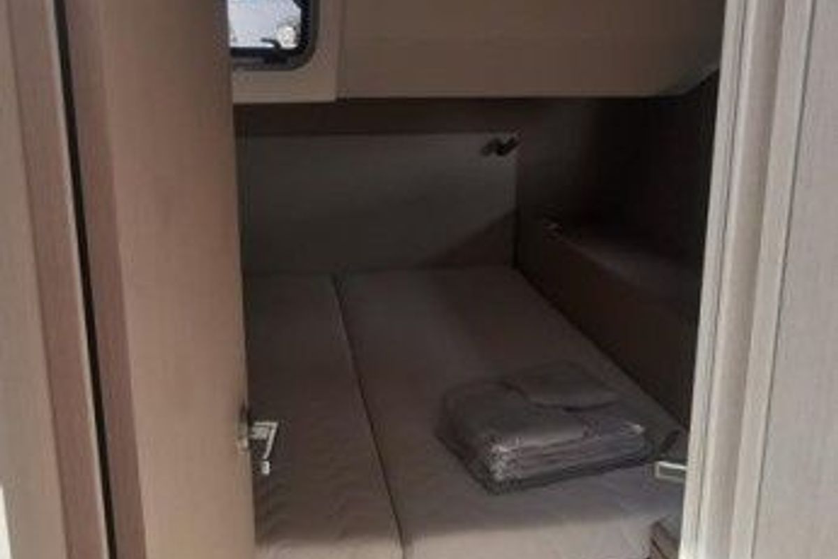 Cabin on Living In Sea, a Beneteau Oceanis 51.1 sailboat at Gouvia, Greece