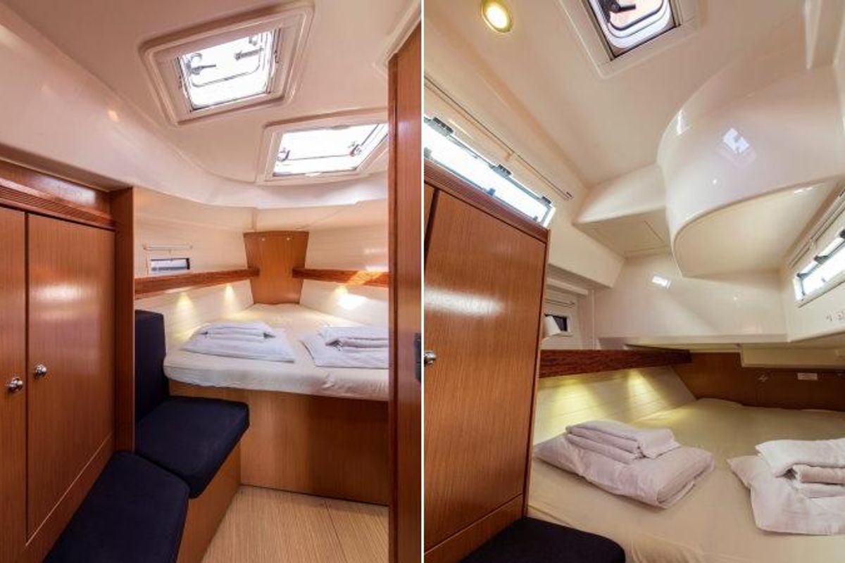 Cabin on Vasiliki, a Bavaria 40 sailboat at Municipal Unit of Lefkada, Greece
