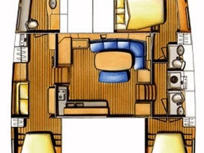 Floor plan of Akala, a Lagoon 420 catamaran at Road Town, British Virgin Islands
