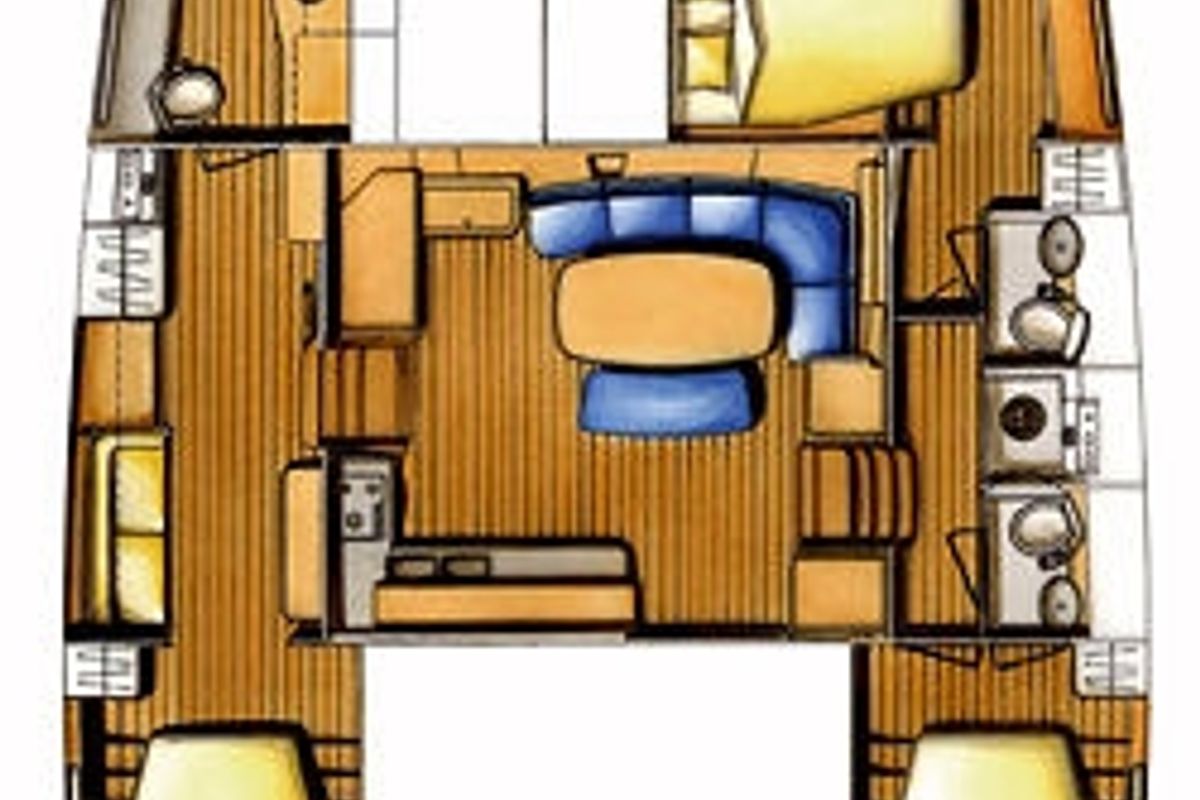 Floor plan of Akala, a Lagoon 420 catamaran at Road Town, British Virgin Islands