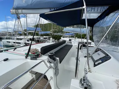 Cockpit of Summer, a Lagoon 450 F catamaran at Road Town, British Virgin Islands