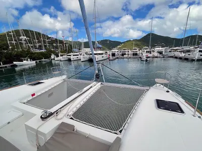 Deck of Summer, a Lagoon 450 F catamaran at Road Town, British Virgin Islands