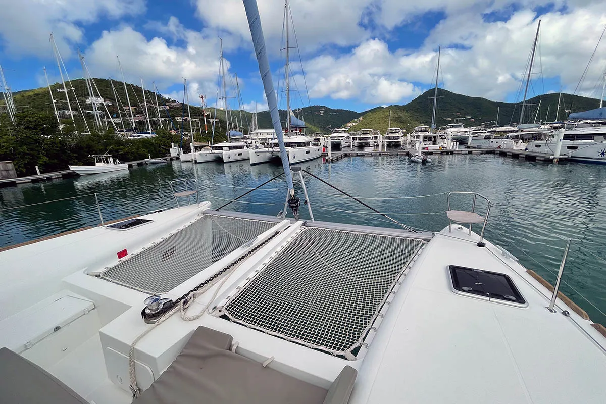 Deck of Summer, a Lagoon 450 F catamaran at Road Town, British Virgin Islands