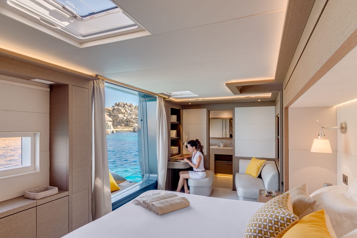 Cabin on La Desirade, a Lagoon Seventy 7 catamaran at Bonifacio / Bunifaziu, France